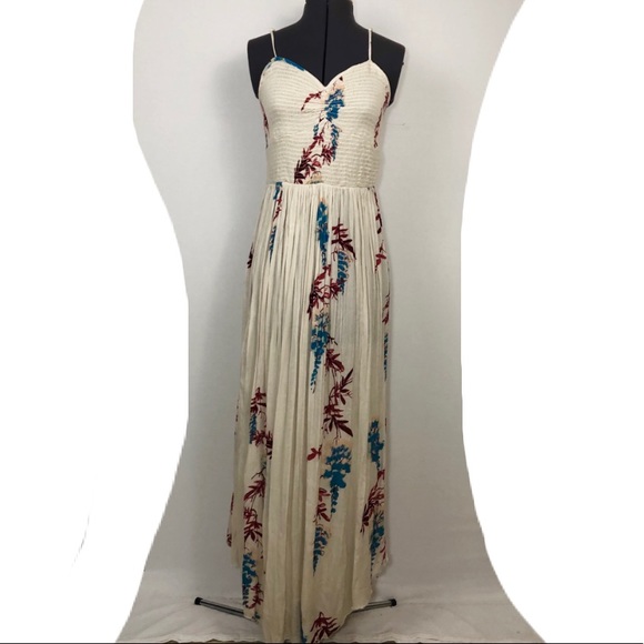 Free People NWT Women Printed Ivory Maxi Dress S/M - Picture 2 of 8